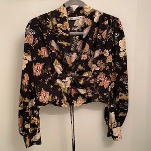 Zara Floral Plunging Crop Top